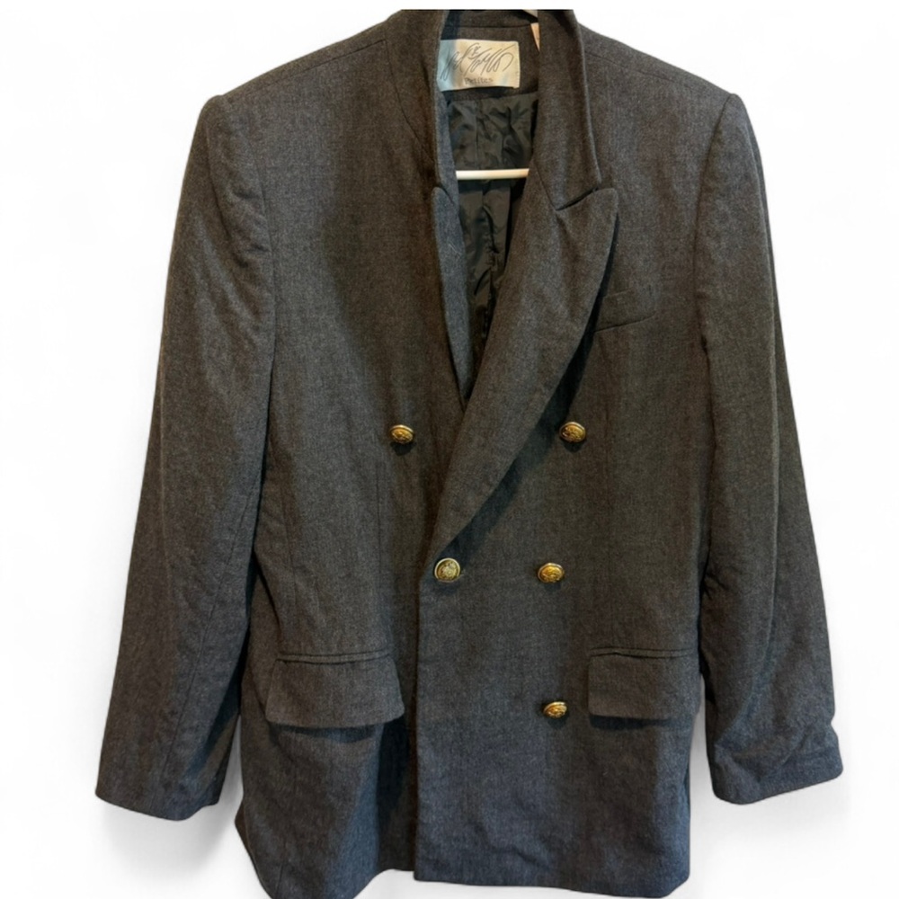 Vintage Lord & Taylor Gray Wool Pea Coat Jacket Size 10